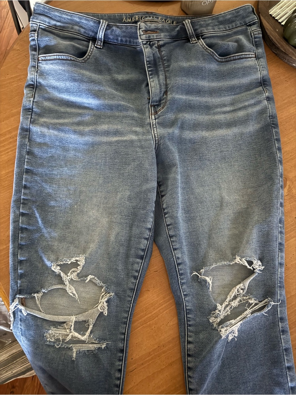 American Eagle Outfitters Light Blue Ripped Skinny Jeans